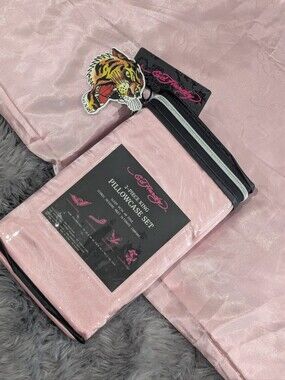 Ed Hardy Pink Shimmer King Sized 2-Piece Pillowcase Set